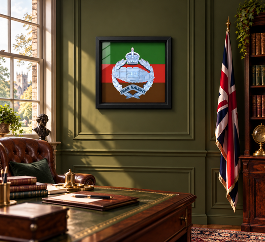 Royal Tank Regiment King's Crown Silver & Black Cap Badge Display Frame | Officially Licensed