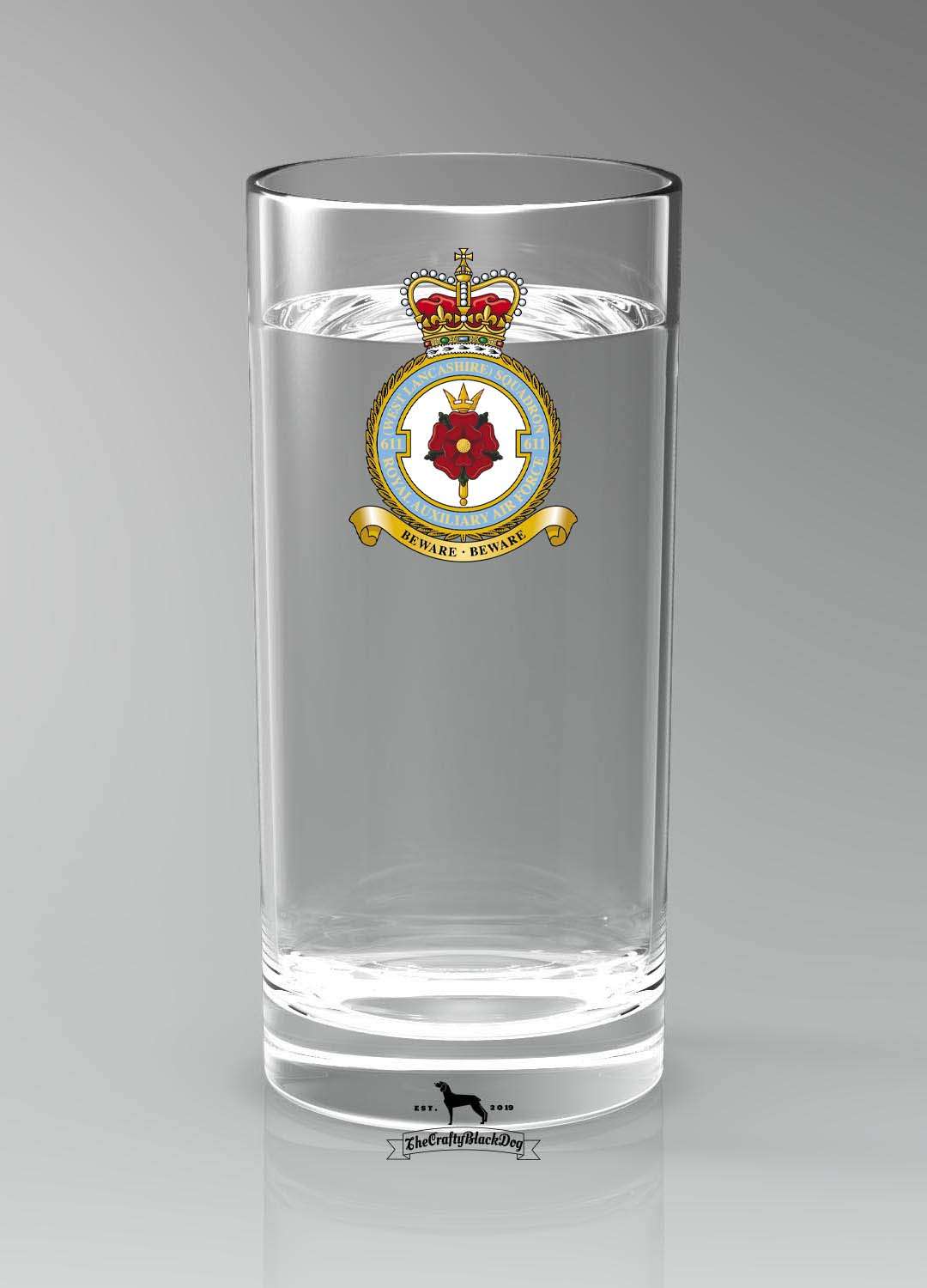 611 (West Lancashire) SQN RAuxAF - Straight Gin/Mixer/Water Glass