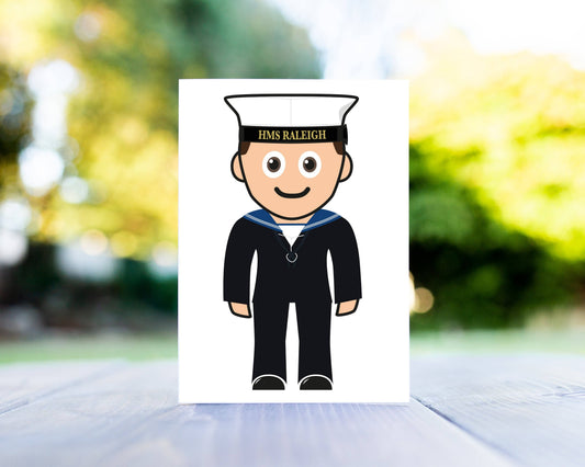 Gillian Jones Designs - HMS RALEIGH Mini-Matelot Greeting Card