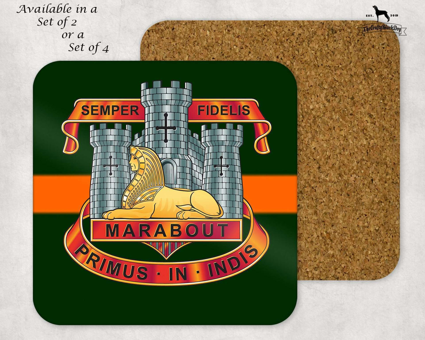 DEVONSHIRE &amp; DORSET REGT CREST - COASTER SET