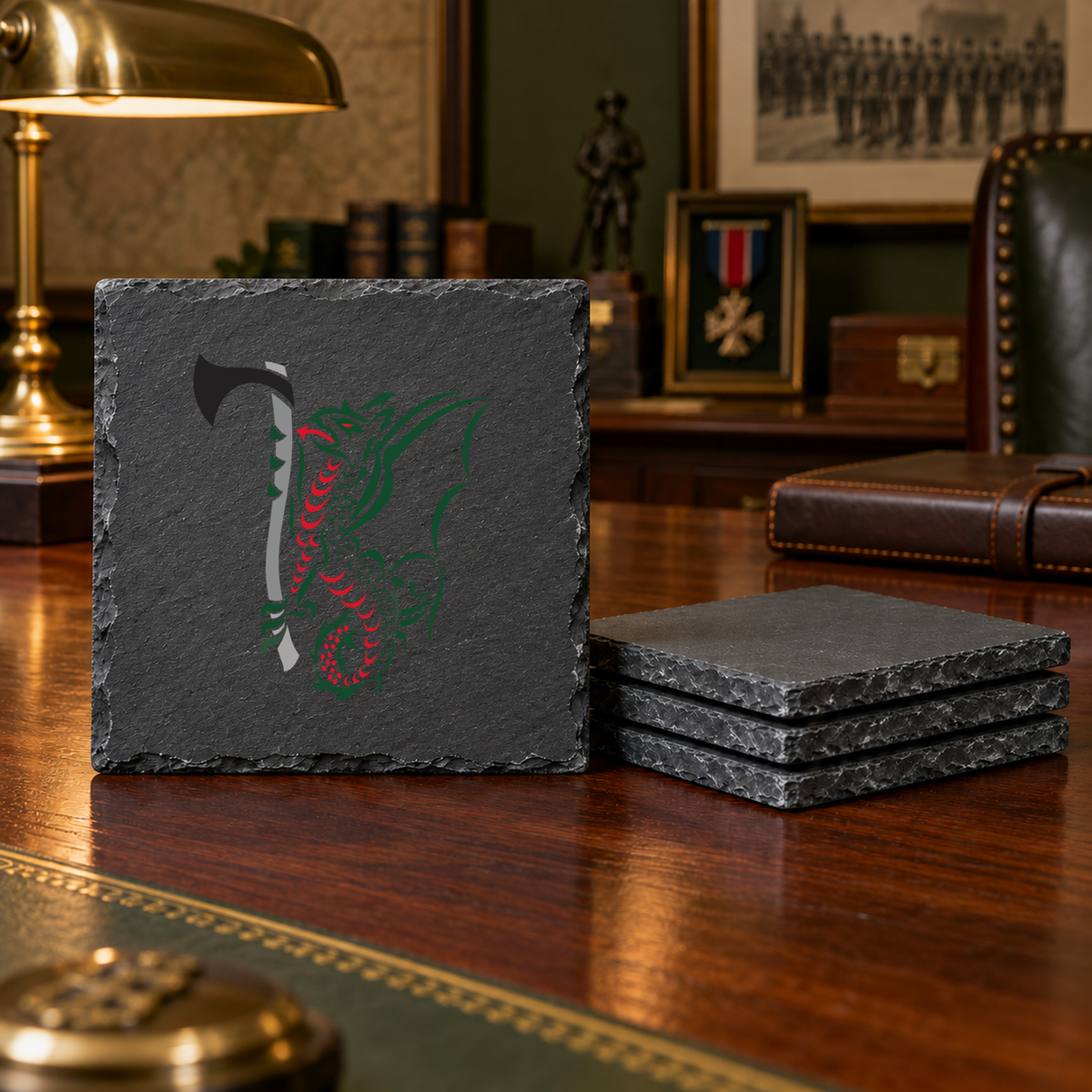 7 Military Intelligence Bn - Slate Coaster Set | The Crafty Black Dog