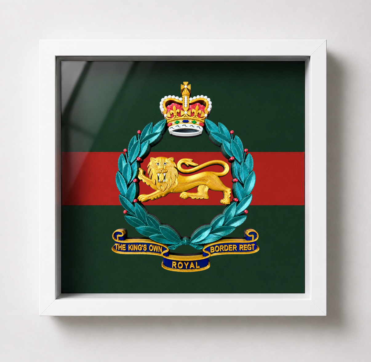 King's Own Royal Border Regiment Full Colour Cap Badge Regimental Colours Display Frame | Officially Licensed