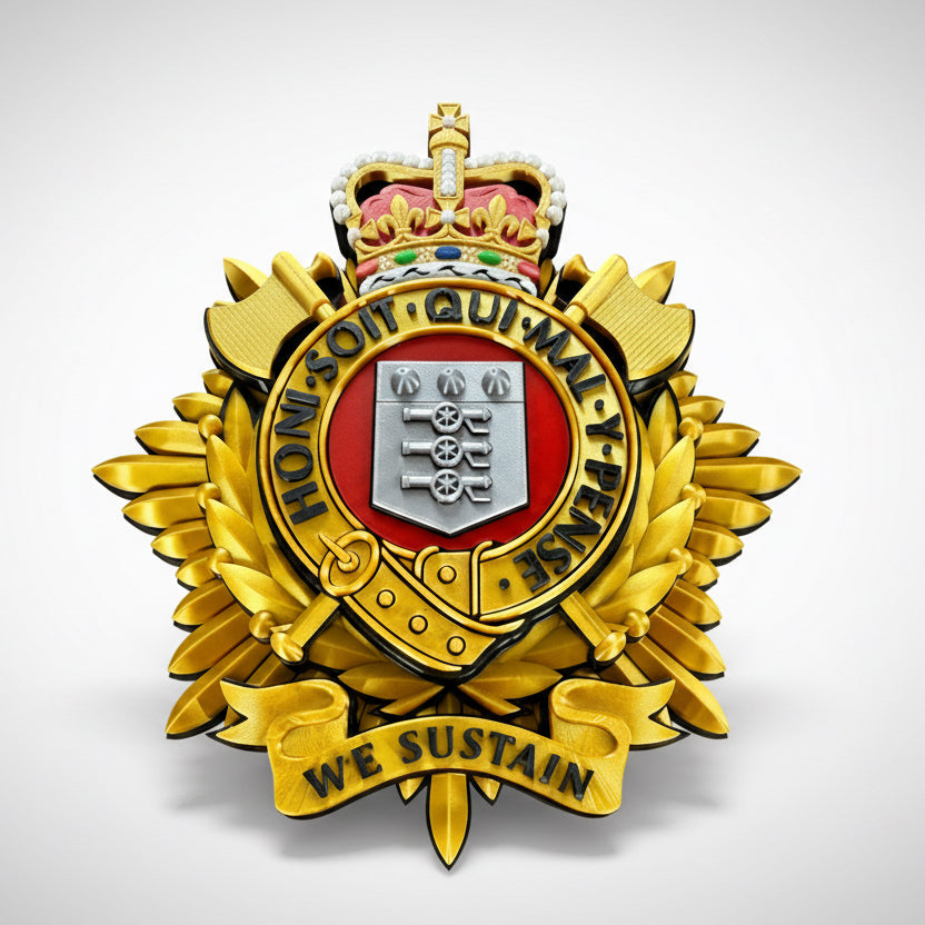 Royal Logistics Corps Queen's Crown Officers Variant Cap Badge | Officially Licensed