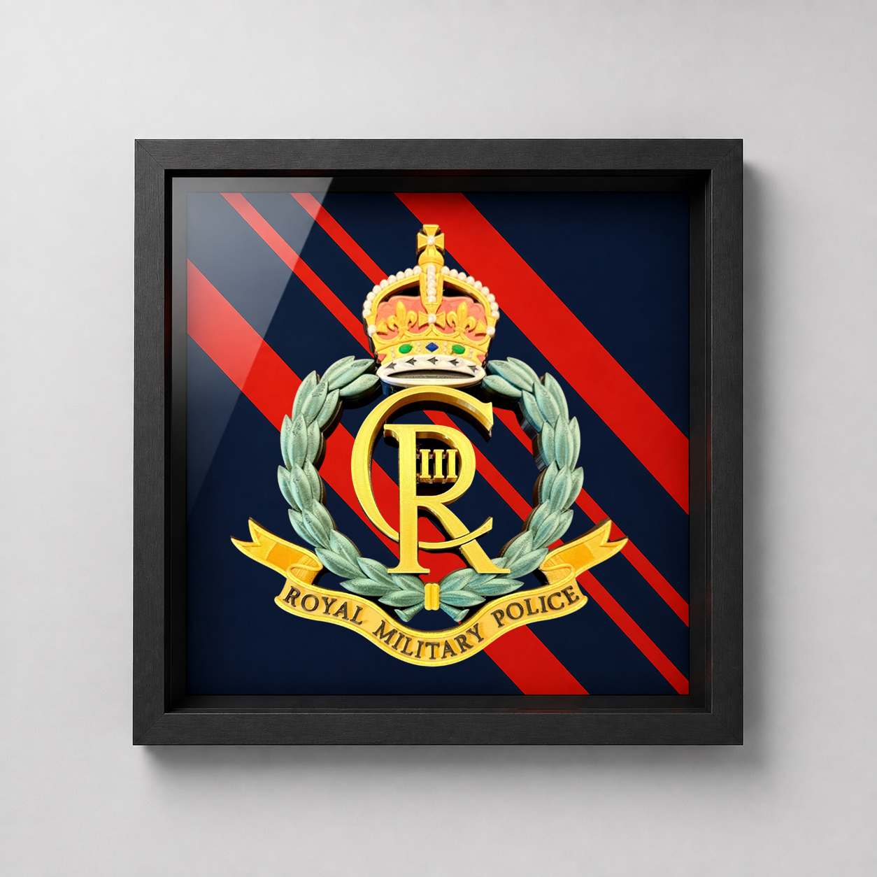 Royal Military Police Cap Badge Display Frame – King's Crown | Officially Licensed