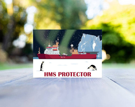 Gillian Jones Designs - HMS Protector Aurora Greeting Card