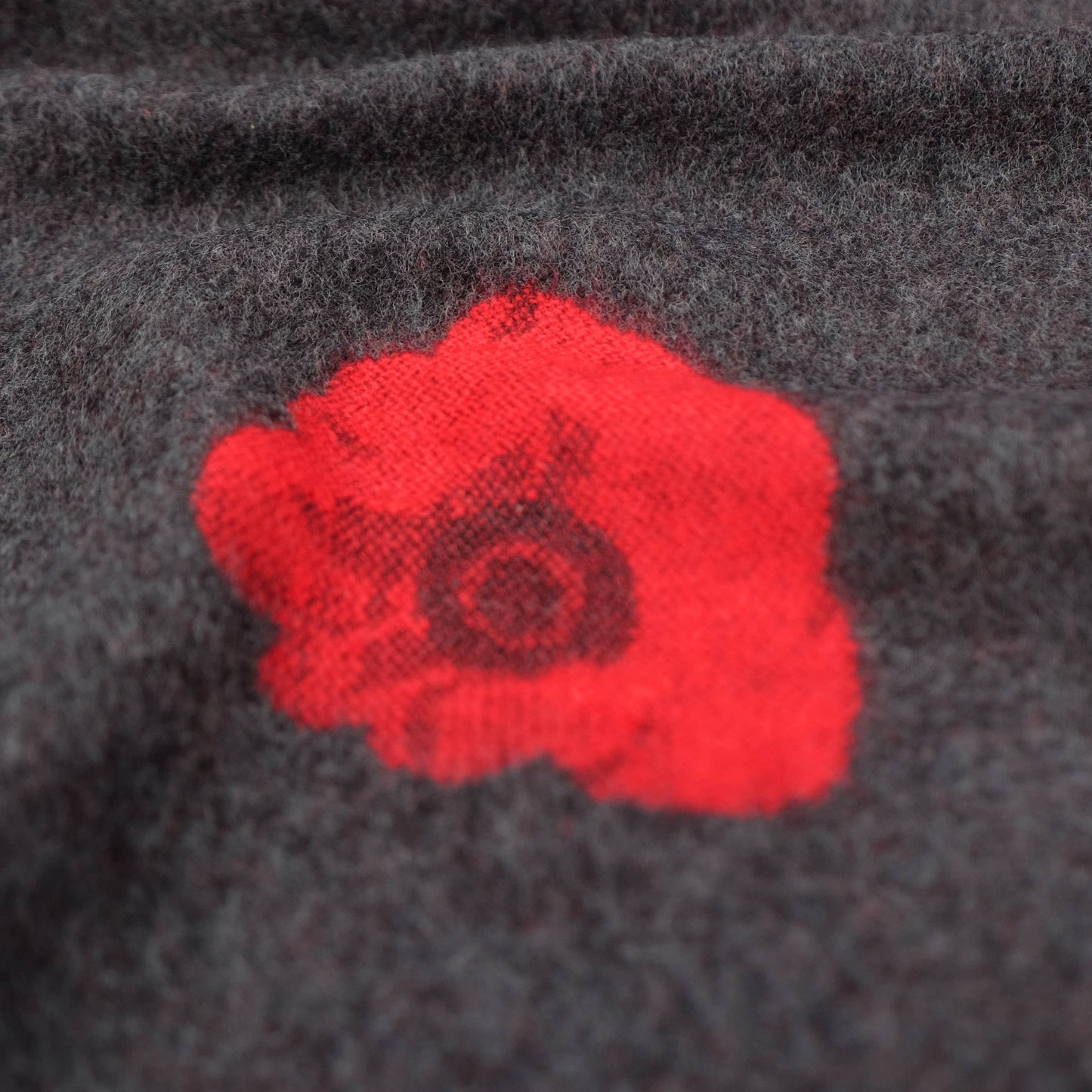 Red Poppy Flower Grey Soft Warm and Smart Winter Scarf