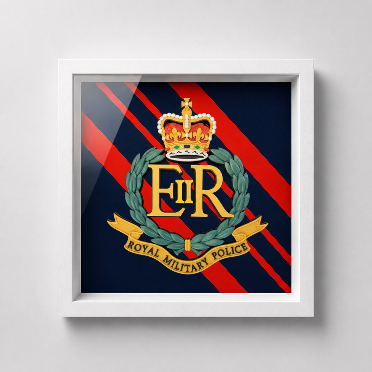Royal Military Police Cap Badge Display Frame – Queen's Crown | Officially Licensed