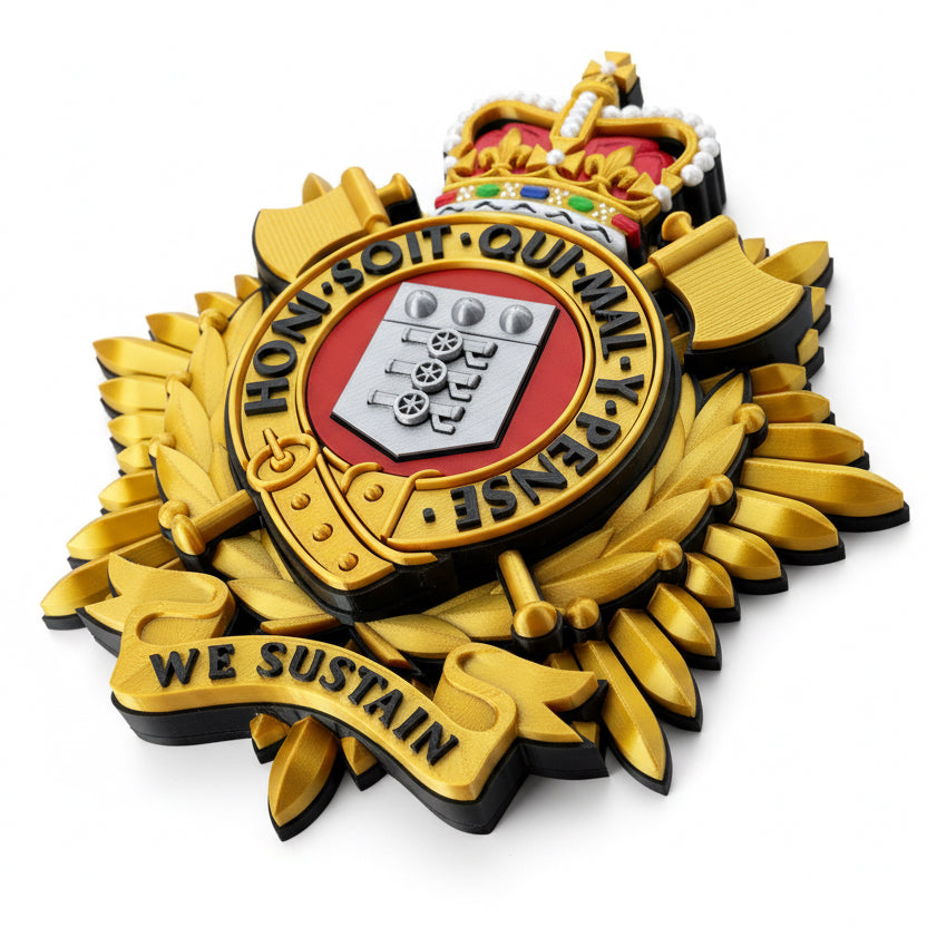 Royal Logistics Corps Queen's Crown Officers Variant Cap Badge | Officially Licensed