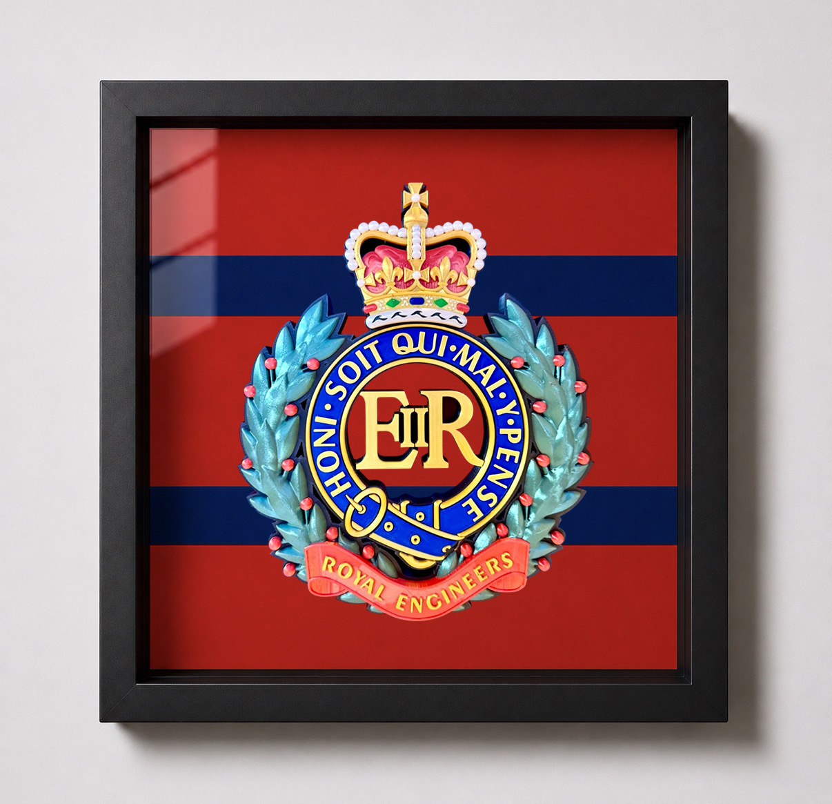 Royal Engineers Queen's Crown Cap Badge Display Frame | Officially Licensed