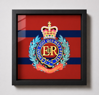 Royal Engineers Queen's Crown Cap Badge Display Frame | Officially Licensed