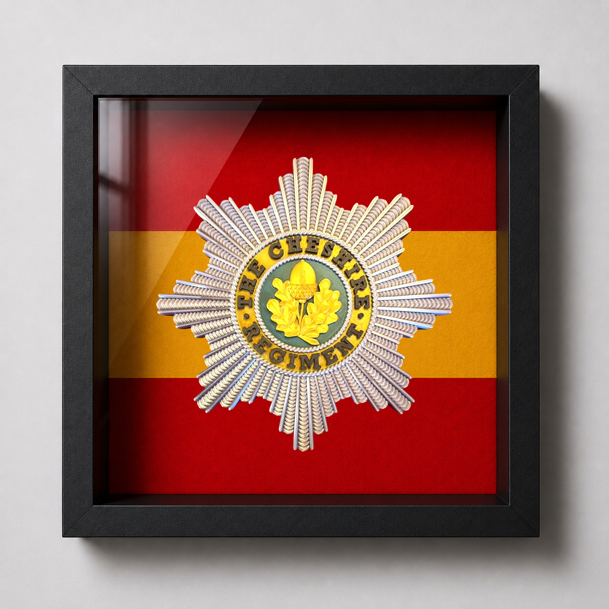 Cheshire Regiment Cap Badge Display Frame – Full Colour | Officially Licensed