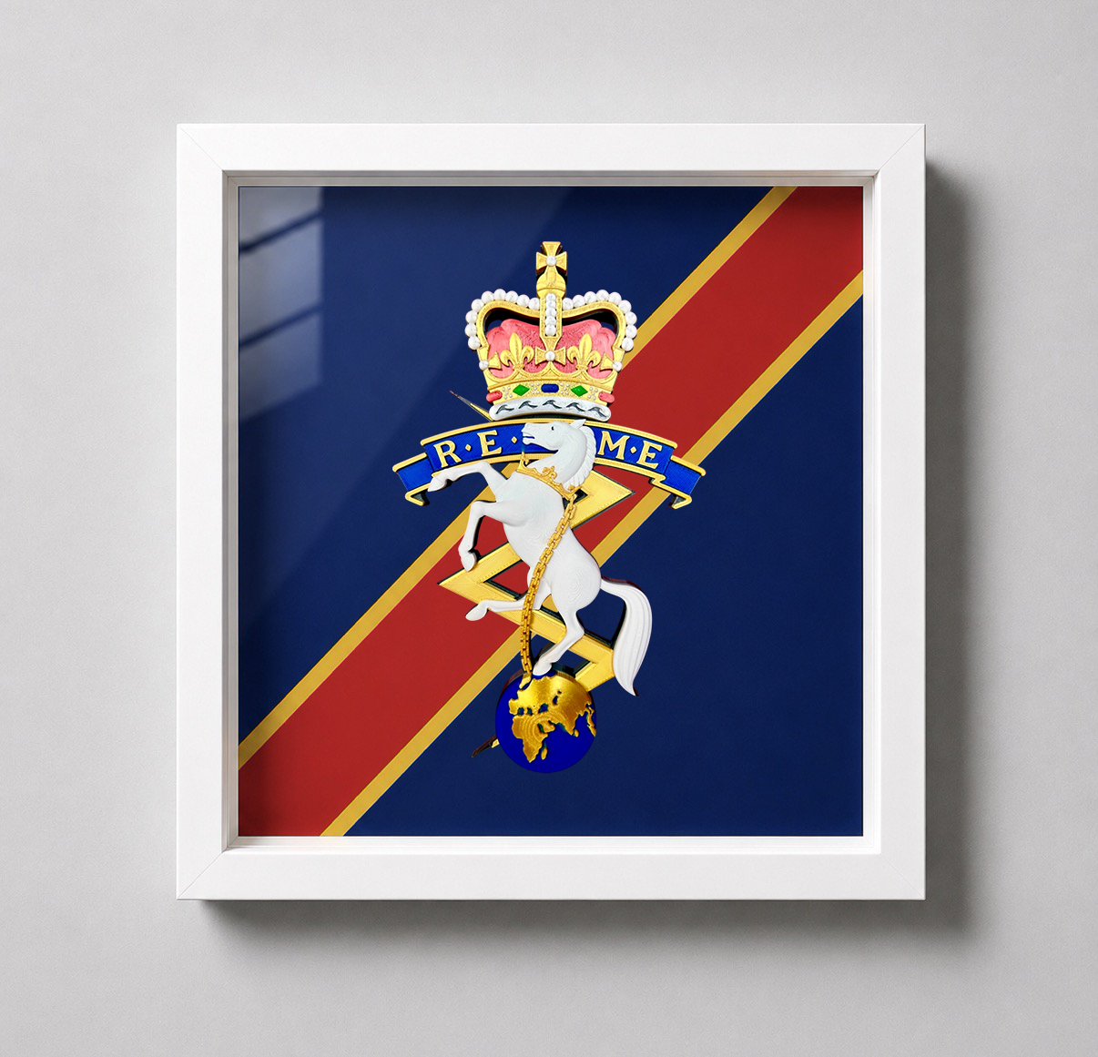 Royal Electrical and Mechanical Engineers Queen's Crown Cap Badge Display Frame | Officially Licensed