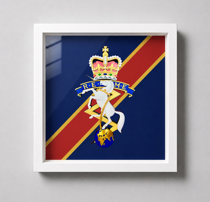 Royal Electrical and Mechanical Engineers Queen's Crown Cap Badge Display Frame | Officially Licensed