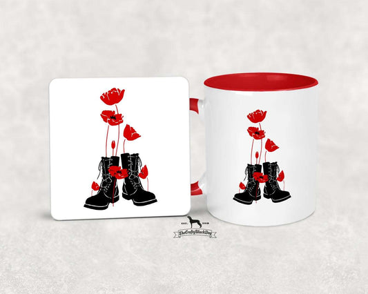 Boots and Poppies - MUG and COASTER SET