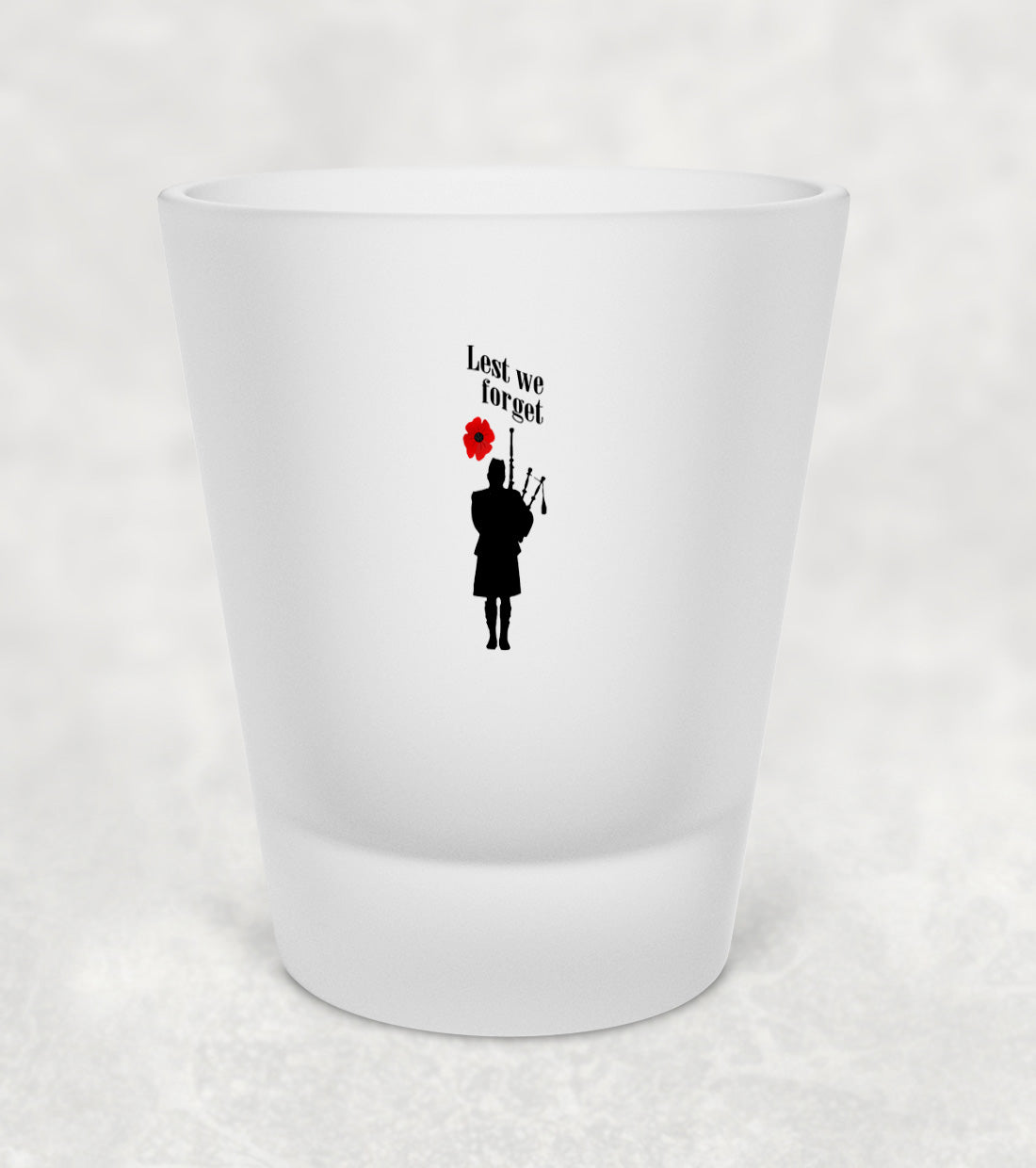 Lest We Forget - Bagpiper - Shot Glass
