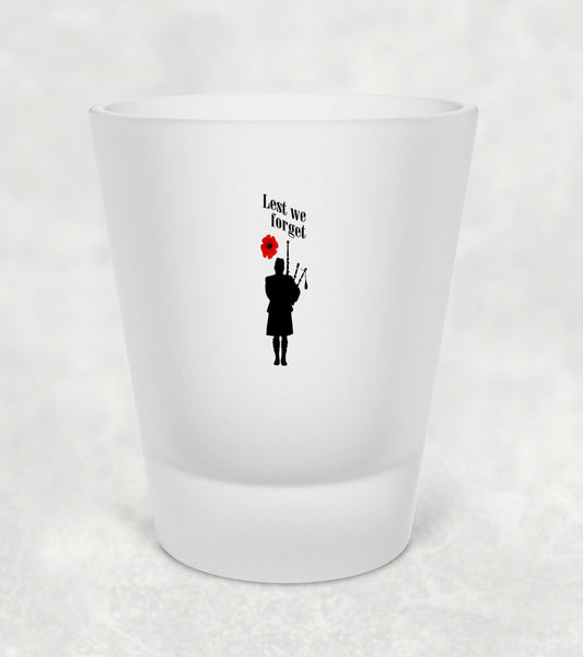 Lest We Forget - Bagpiper - Shot Glass