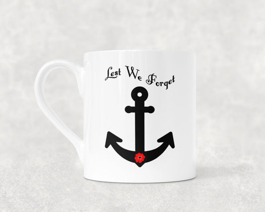 lest we forget - Anchor - Bone China Mug