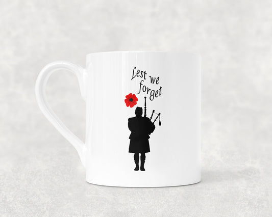 Lest We Forget - Bagpiper - Bone China Mug