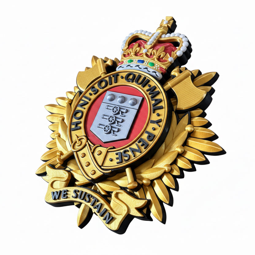 Royal Logistics Corps Queen's Crown Officers Variant Cap Badge | Officially Licensed