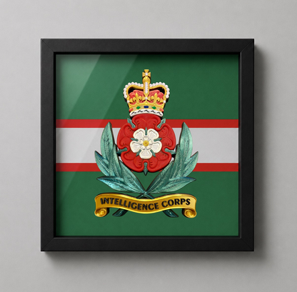 Intelligence Corps Queen's Crown Cap Badge Display Frame | Officially Licensed