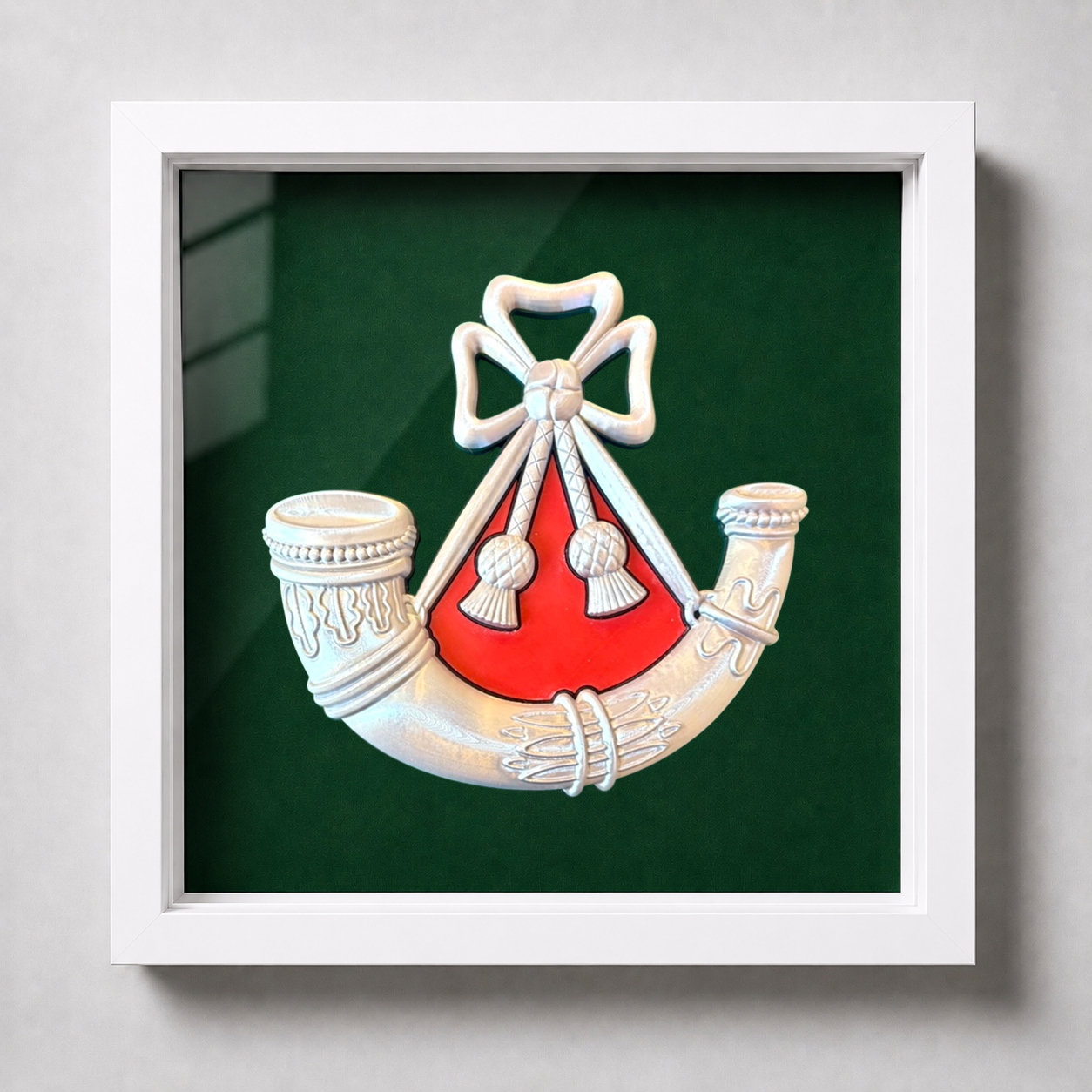 Light Infantry Cap Badge Display Frame – Red Centre | Officially Licensed