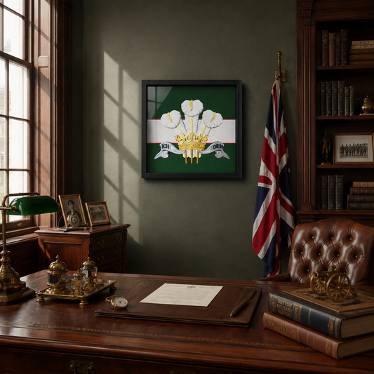 The Royal Regiment of Wales Silver, Gold & White Cap Badge Display Frame | Officially Licensed
