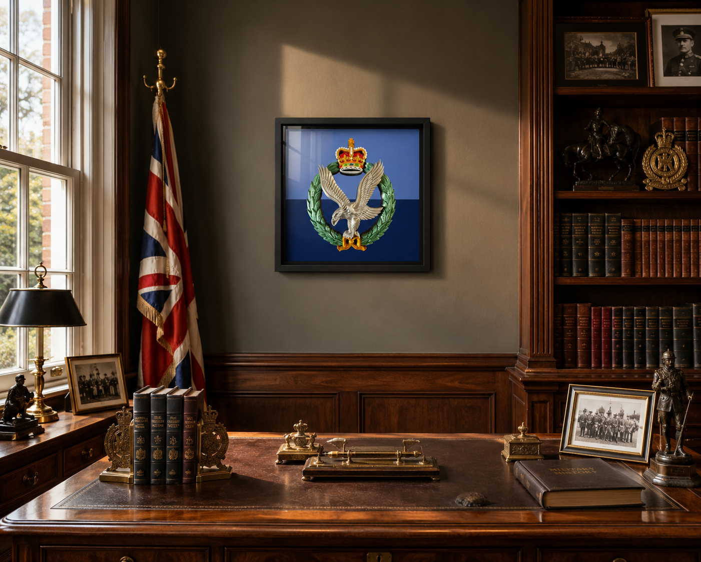 Army Air Corps Cap Badge Display Frame – Military Colours Queen's Crown | Officially Licensed