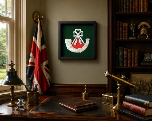 Light Infantry Cap Badge Display Frame – Red Centre | Officially Licensed