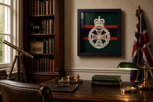 Royal Green Jackets Silver & Black Cap Badge Display Frame | Officially Licensed