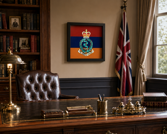 Royal Army Medical Corps Queen's Crown Cap Badge Display Frame | Officially Licensed