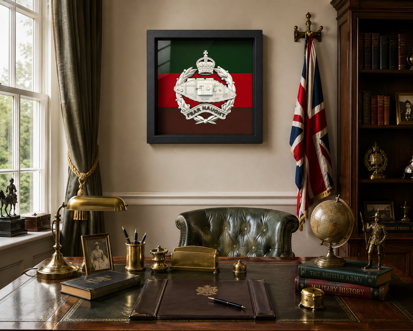 Royal Tank Regiment King's Crown Silver & Black Cap Badge Display Frame | Officially Licensed
