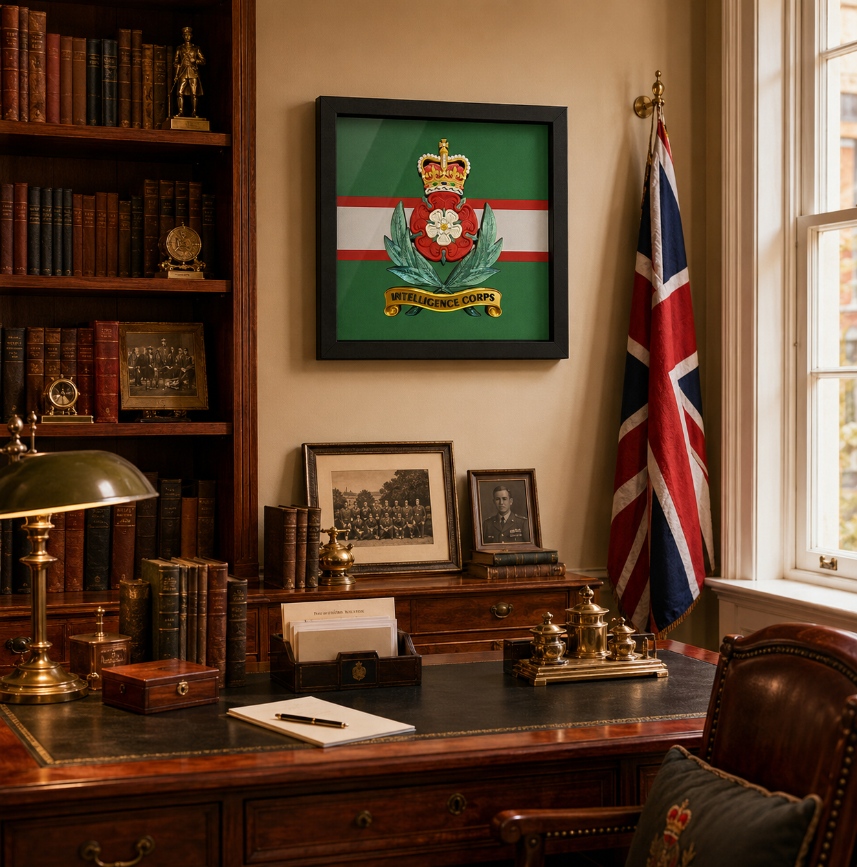 Intelligence Corps Queen's Crown Cap Badge Display Frame | Officially Licensed