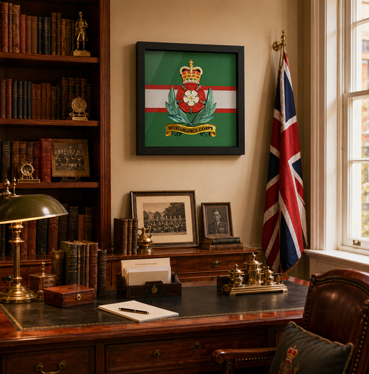 Intelligence Corps Queen's Crown Cap Badge Display Frame | Officially Licensed