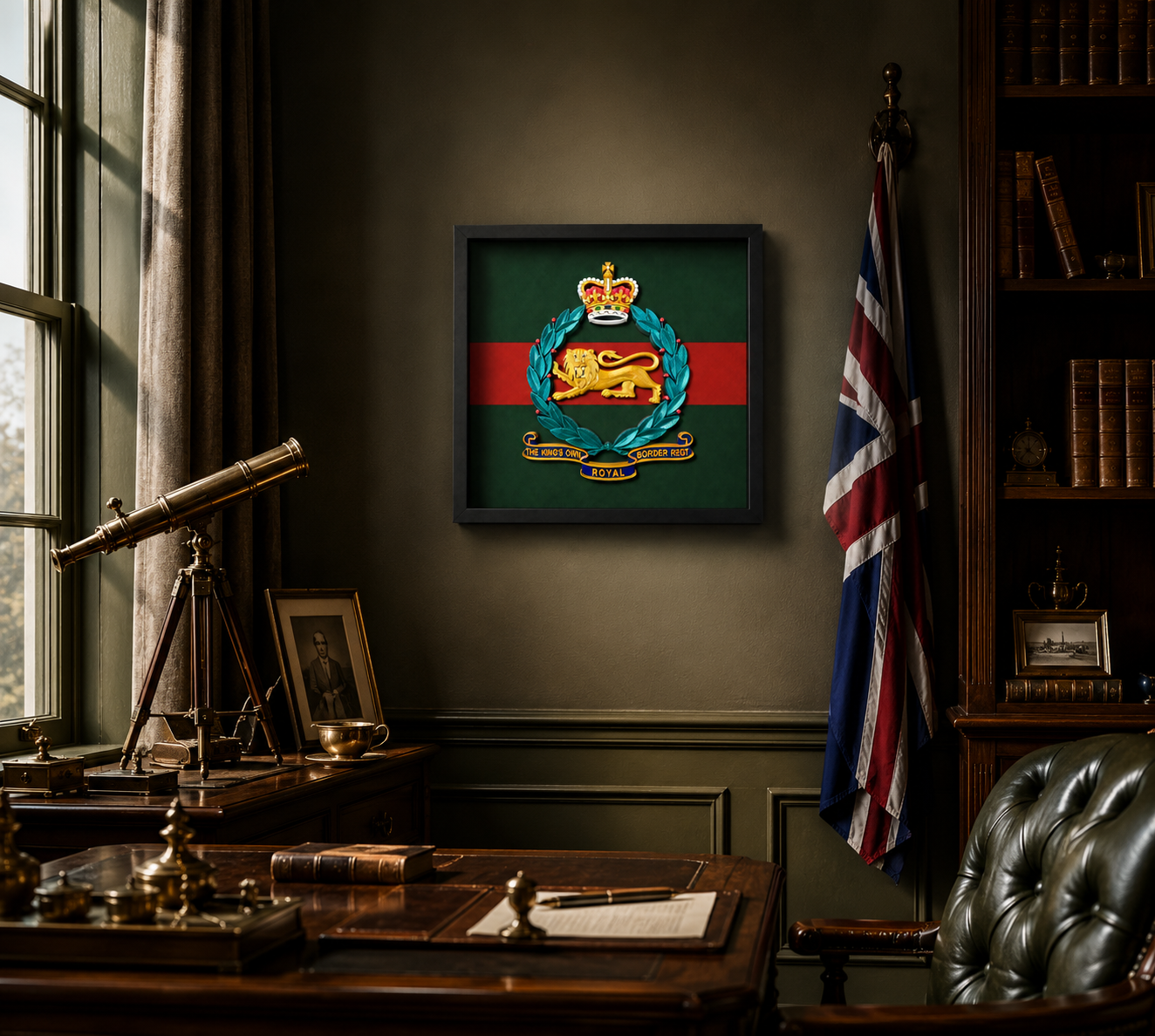 King's Own Royal Border Regiment Full Colour Cap Badge Regimental Colours Display Frame | Officially Licensed