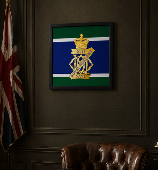 13th/18th Royal Hussars Cap Badge Display Frame – Queen's Crown | Officially Licensed