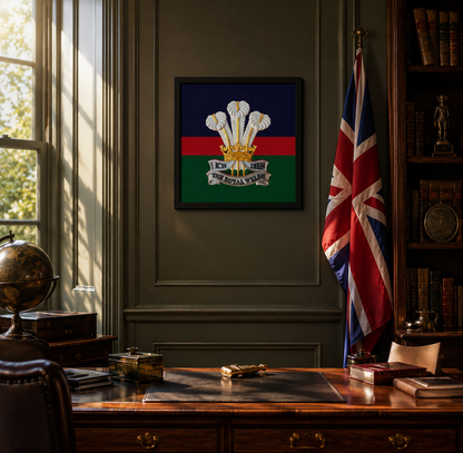 Royal Welsh Cap Badge Display Frame | Silver, Gold & White | MOD-Licensed