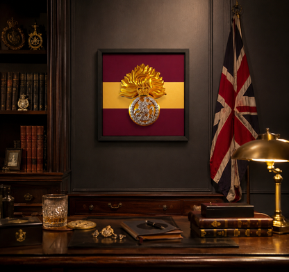 Royal Regiment of Fusiliers Grenade Display Frame – Queen's Crown | Officially Licensed
