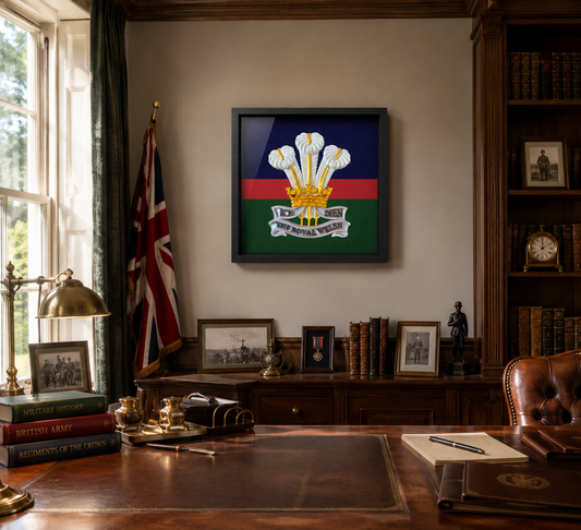 The Royal Welsh Silver, Gold & White Cap Badge Display Frame | Officially Licensed