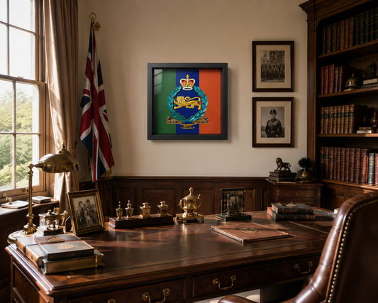 King's Own Royal Border Regiment Full Colour Crest & Regimental Colours Display Frame | Officially Licensed