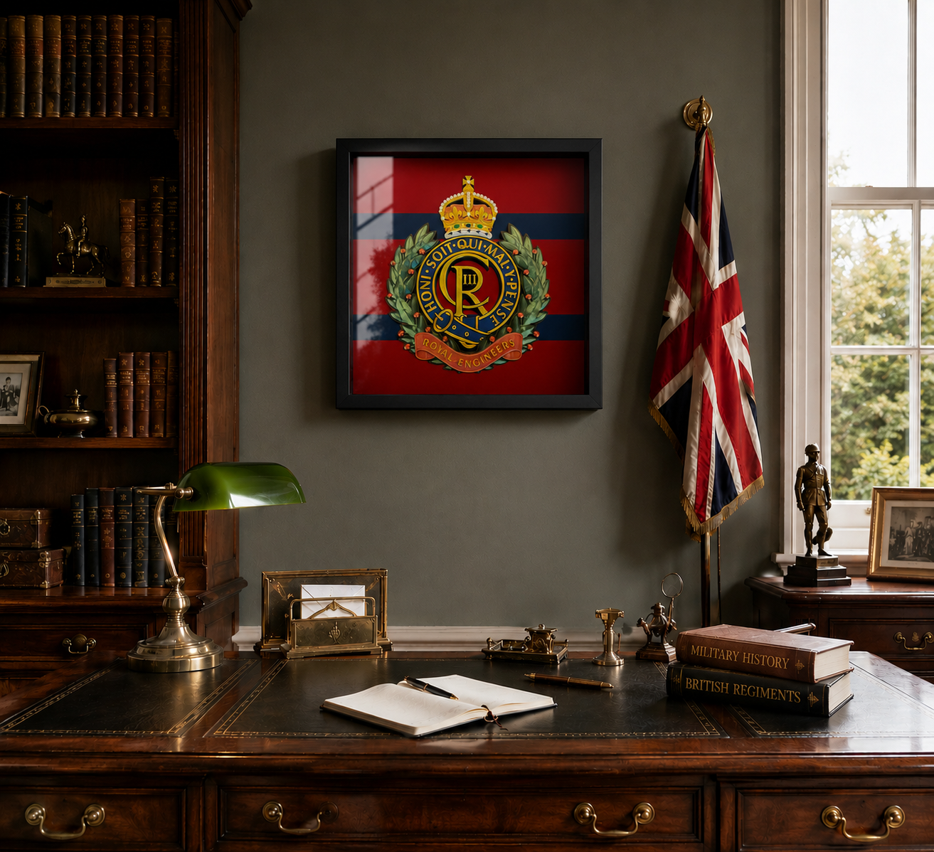 Royal Engineers King's Crown Cap Badge Display Frame | Officially Licensed