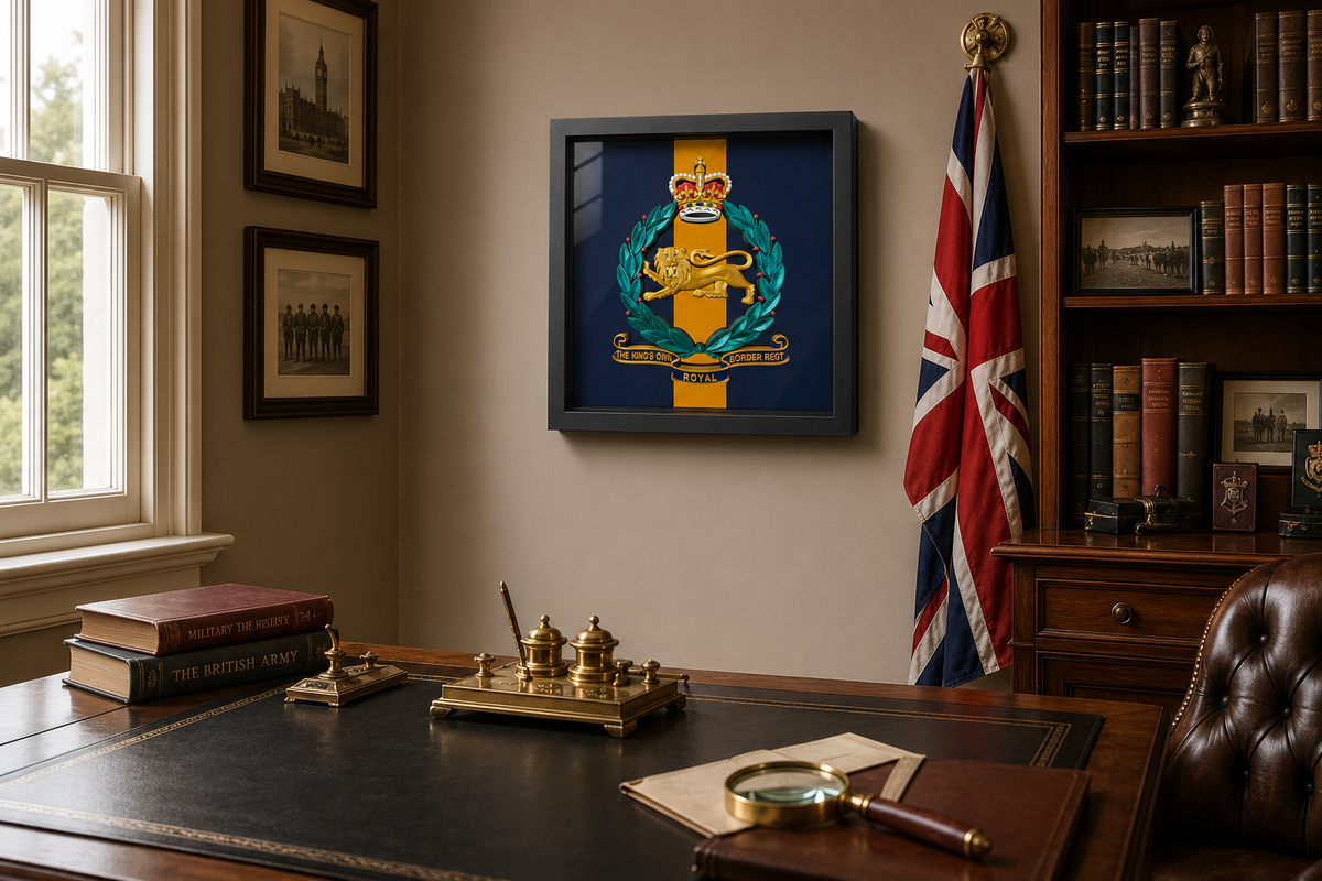 King's Own Royal Border Regiment Full Colour Crest Stable Belt Display Frame | Officially Licensed