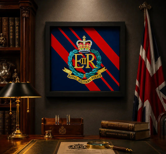 Royal Military Police Cap Badge Display Frame – Queen's Crown | Officially Licensed