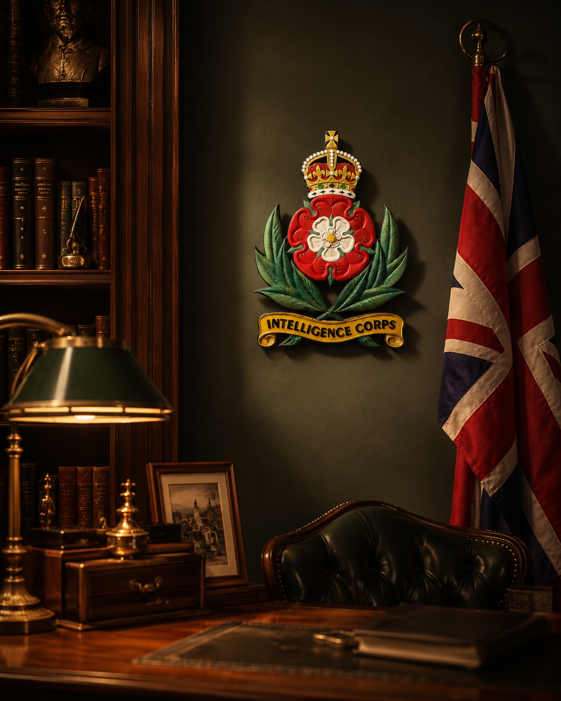 Intelligence Corps King's Crown Cap Badge