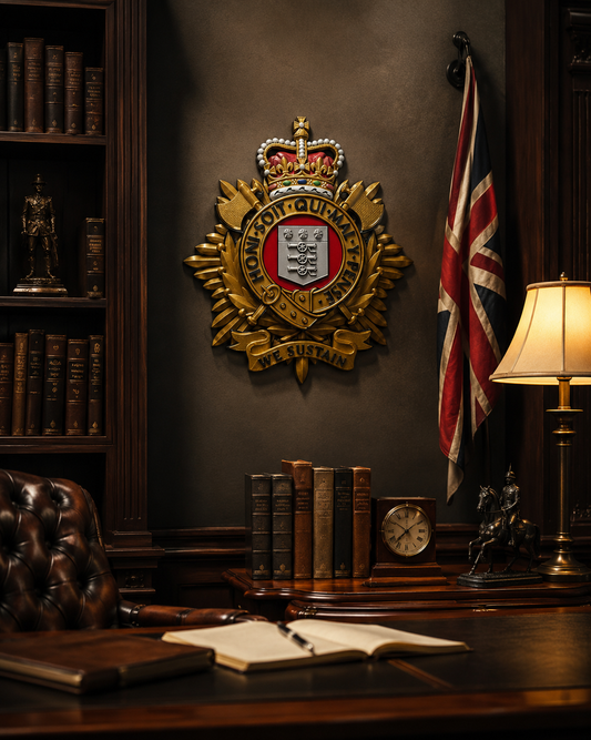Royal Logistics Corps Queen's Crown Officers Variant Cap Badge | Officially Licensed