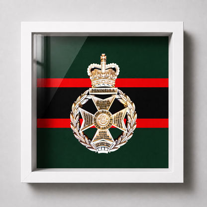 Royal Green Jackets Silver & Black Cap Badge Display Frame | Officially Licensed