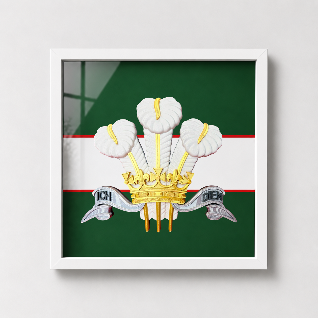 The Royal Regiment of Wales Silver, Gold & White Cap Badge Display Frame | Officially Licensed
