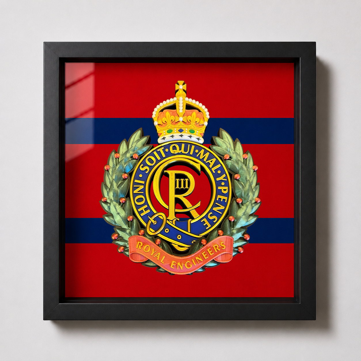 Royal Engineers King's Crown Cap Badge Display Frame | Officially Licensed