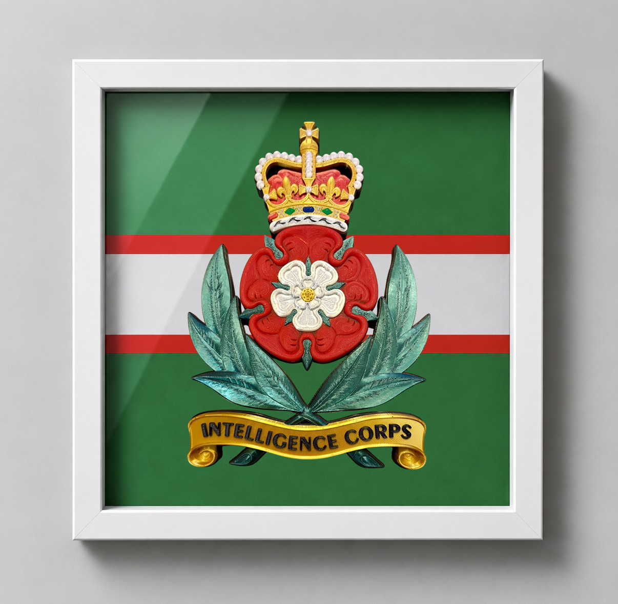 Intelligence Corps Queen's Crown Cap Badge Display Frame | Officially Licensed