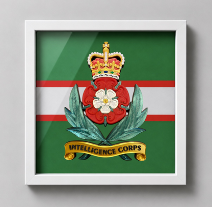 Intelligence Corps Queen's Crown Cap Badge Display Frame | Officially Licensed