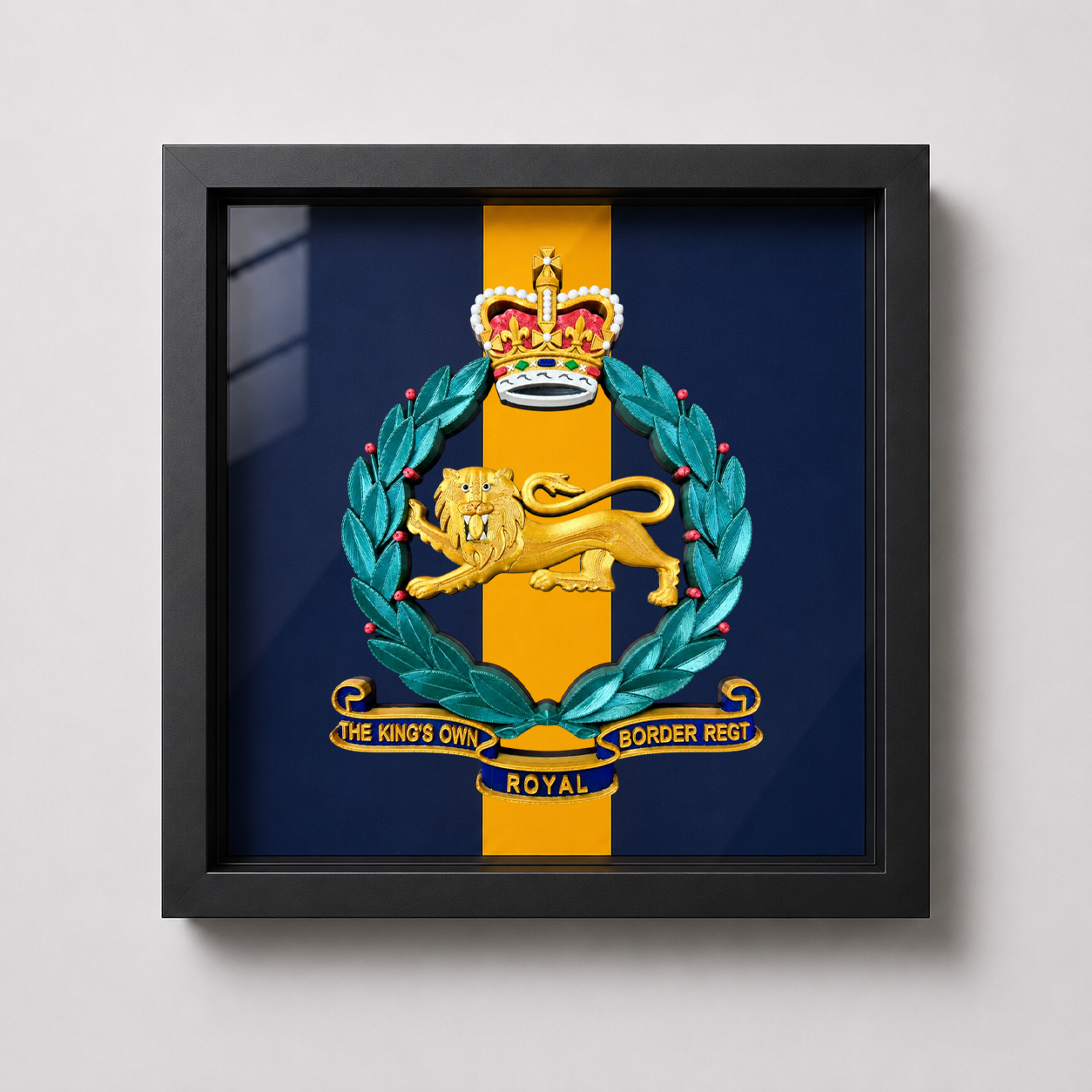 King's Own Royal Border Regiment Full Colour Crest Stable Belt Display Frame | Officially Licensed